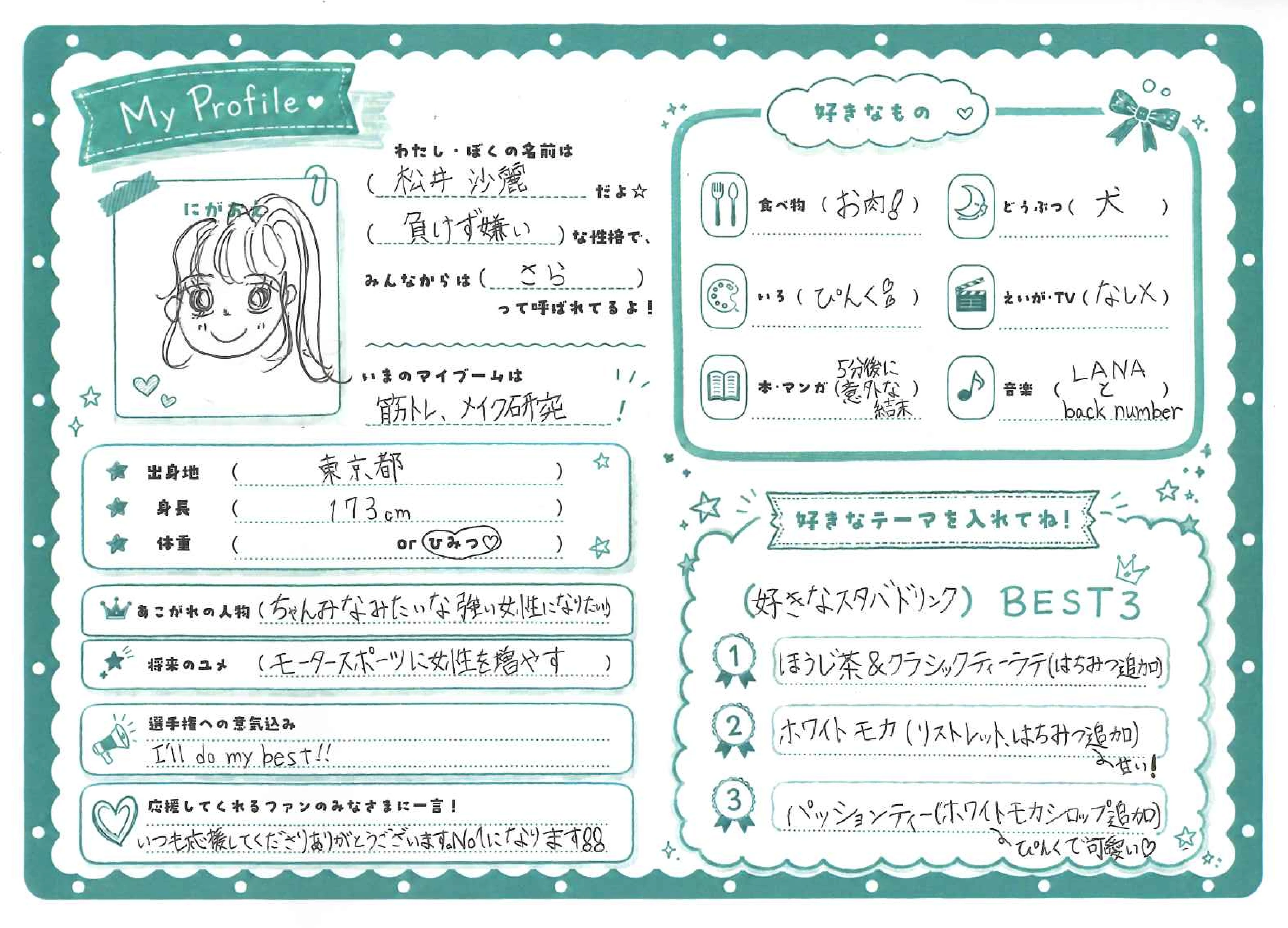 松井沙麗のプロフィール情報画像