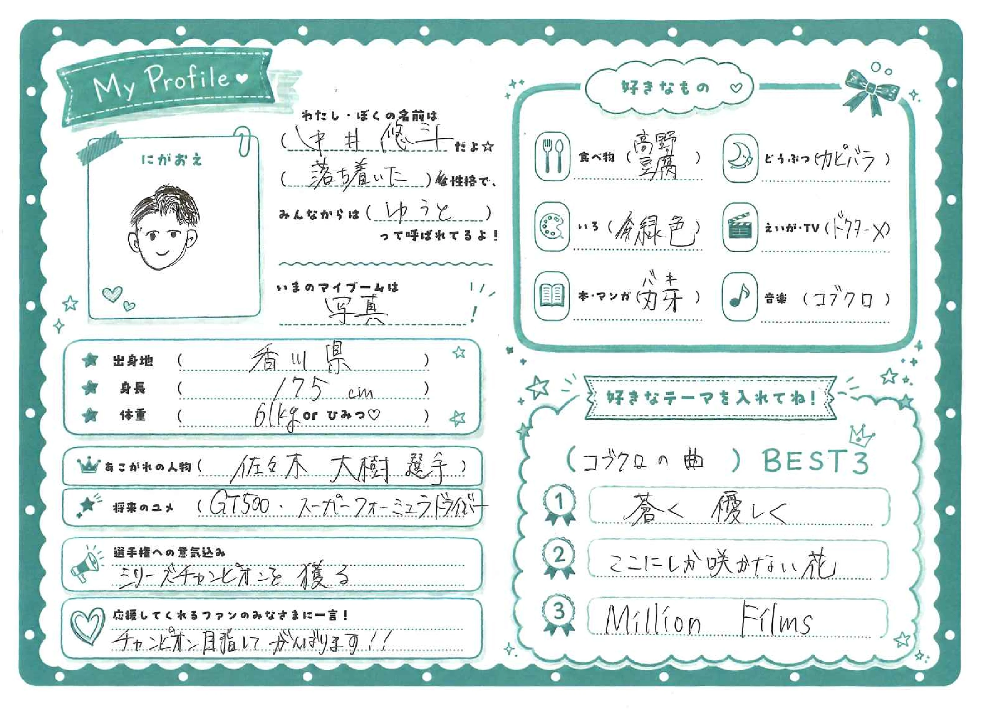 中井悠斗のプロフィール情報画像
